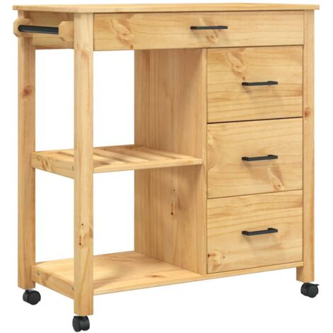 Kitchen Trolley MONZA 84x40x88.5 cm Solid Wood Pine vidaXL (1/5)
