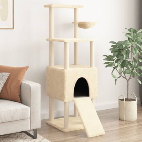 Cat Tree with Sisal Scratching Posts Cream 153 cm vidaXL
