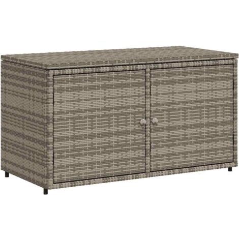 Garden Storage Cabinet Grey 110x55x60.5 cm Poly Rattan vidaXL