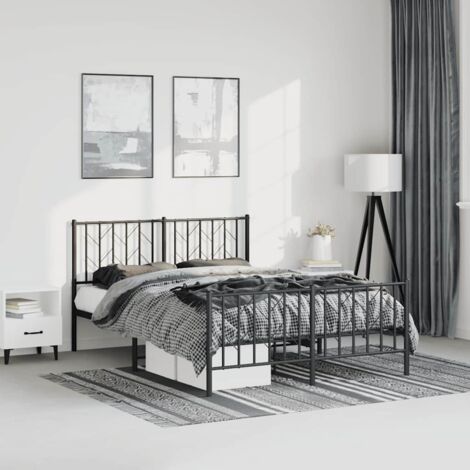 Metal Bed Frame without Mattress with Footboard Black 193x203cm vidaXL (1/5)