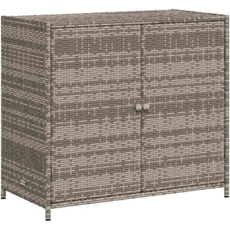 Garden Storage Cabinet Grey 83x45x76 cm Poly Rattan vidaXL
