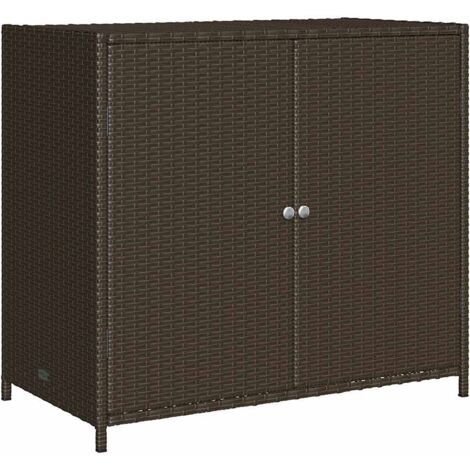 Garden Storage Cabinet Brown 83x45x76 cm Poly Rattan vidaXL