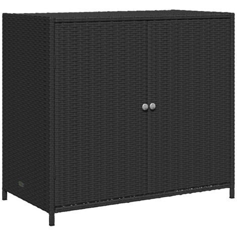 Garden Storage Cabinet Black 83x45x76 cm Poly Rattan vidaXL