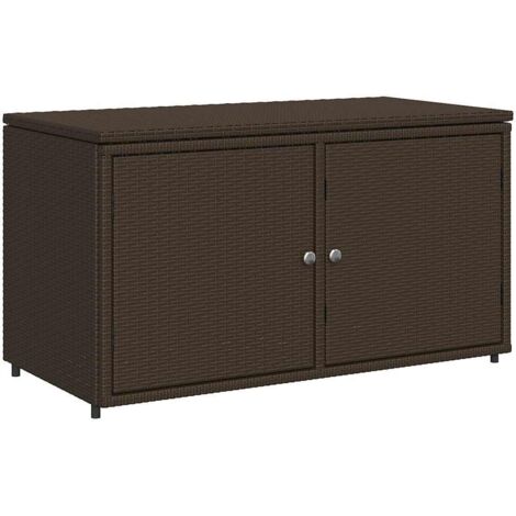 Garden Storage Cabinet Brown 110x55x60.5 cm Poly Rattan vidaXL