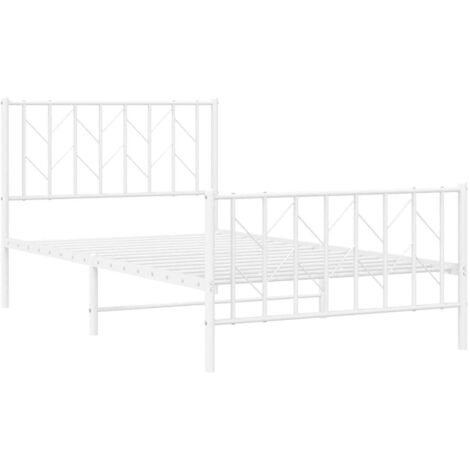 Metal Bed Frame without Mattress with Footboard White 100x200cm vidaXL (1/5)