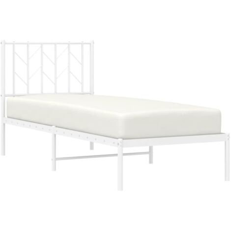 Metal Bed Frame without Mattress with Headboard White 75x190cm vidaXL (1/5)