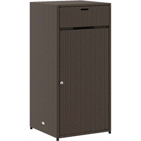 Garden Storage Cabinet Brown 55x55x111 cm Poly Rattan vidaXL