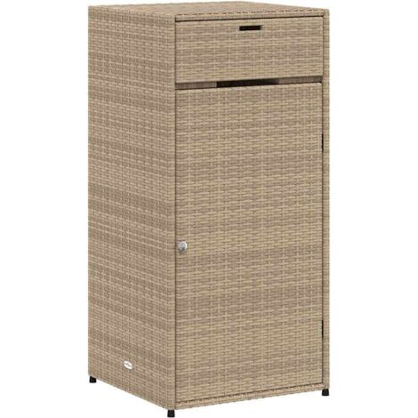 Garden Storage Cabinet Beige 55x55x111 cm Poly Rattan vidaXL