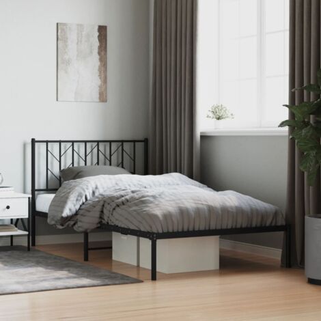 Metal Bed Frame without Mattress with Headboard Black 107x203cm vidaXL (1/5)