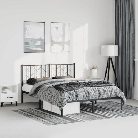 Metal Bed Frame without Mattress with Headboard Black 193x203cm vidaXL (1/5)