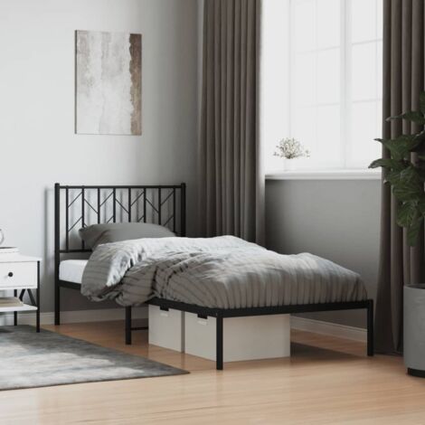 Metal Bed Frame without Mattress with Headboard Black 90x200cm vidaXL (1/5)