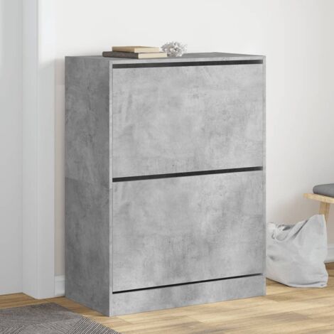 Shoe Cabinet with 2 Flip-Drawers Concrete Grey 80x42x108 cm vidaXL