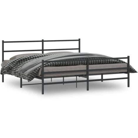 Metal Bed Frame without Mattress with Footboard Black 200x200cm vidaXL (1/5)