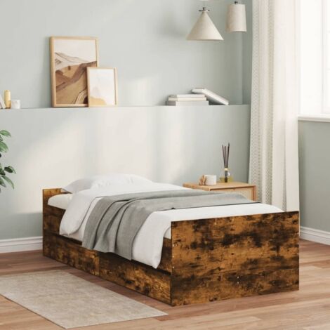 Bed Frame with Drawers without Mattress Smoked Oak 100x200 cm vidaXL