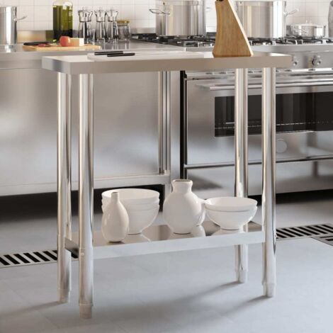 Kitchen Work Table 82.5x30x85 cm Stainless Steel vidaXL