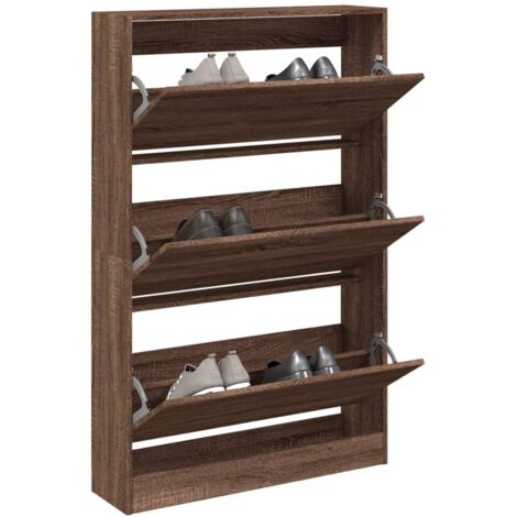 Shoe Cabinet Brown Oak 80x21x125.5 cm Engineered Wood vidaXL