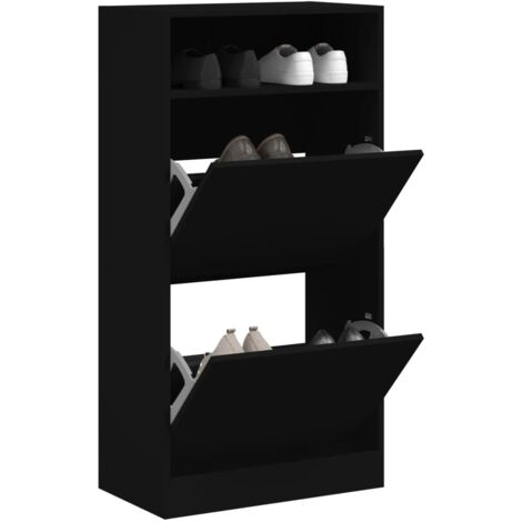 Shoe Cabinet Black 60x34x116 cm Engineered Wood vidaXL (1/5)