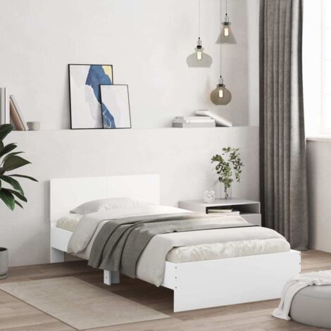 Bed Frame without Mattress with Headboard White 100x200 cm vidaXL