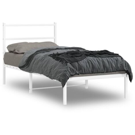 Metal Bed Frame without Mattress with Headboard White 90x200cm vidaXL (1/5)