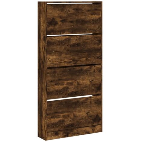 Shoe Cabinet with 4 Flip-Drawers Smoked Oak 80x21x163.5 cm vidaXL (1/5)