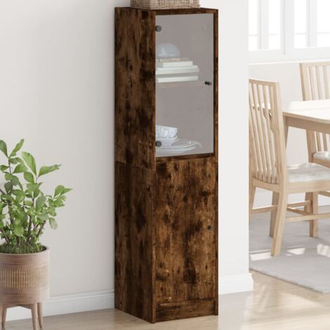 Highboard with Glass Door Smoked Oak 35x37x142 cm vidaXL (1/5)