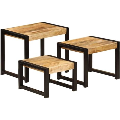 Nesting Tables 3 pcs Solid Mango Wood vidaXL