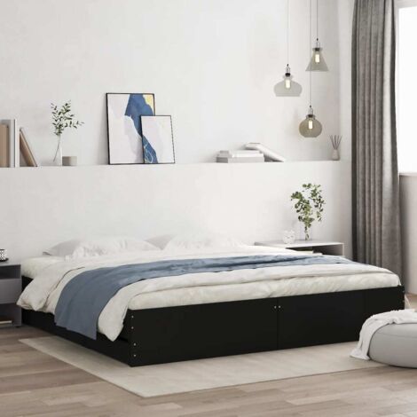 Bed Frame with Drawers without Mattress Black 200x200 cm vidaXL