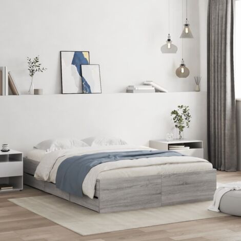 Bed Frame with Drawers without Mattress Grey Sonoma 120x190 cm Small Double vidaXL
