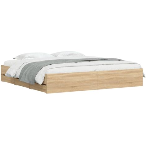 Bed Frame with Drawers without Mattress Sonoma Oak 200x200 cm vidaXL