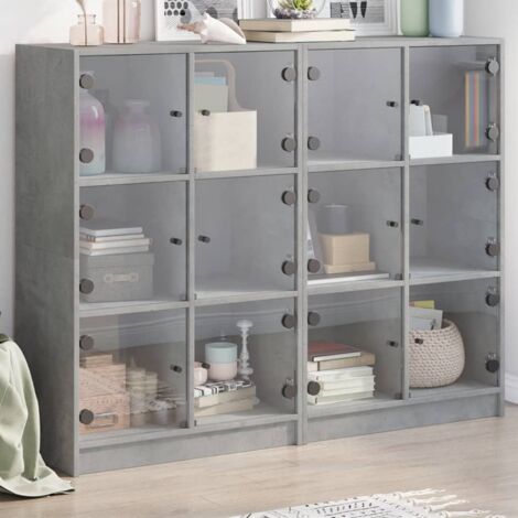 Bookcase with Doors Concrete Grey 136x37x109 cm Engineered Wood vidaXL (1/5)