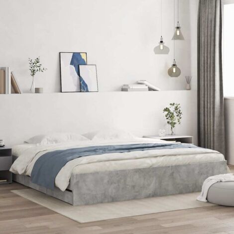 Bed Frame with Drawers without Mattress Concrete Grey 200x200 cm vidaXL