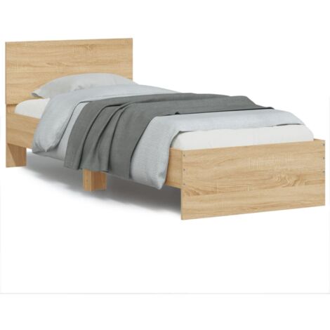 Bed Frame without Mattress with LED Lights Sonoma Oak 90x200 cm vidaXL