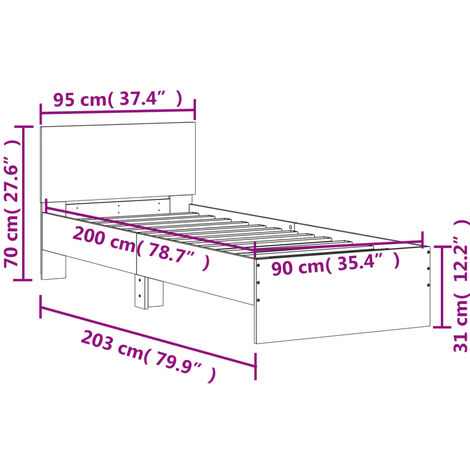 Bed Frame without Mattress with LED Lights Sonoma Oak 90x200 cm vidaXL