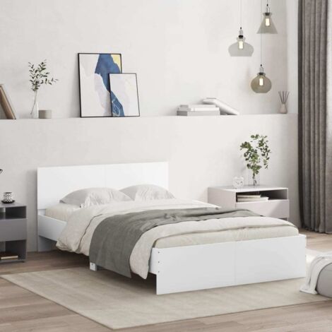 Bed Frame White Engineered Wood, Plywood Small Double Durable vidaXL