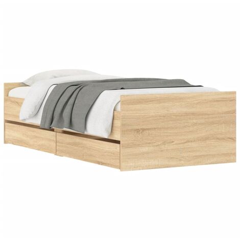 Bed Frame with Drawers without Mattress Sonoma Oak 90x190 cm Single vidaXL