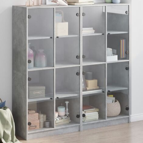 Bookcase with Doors Concrete Grey 136x37x142 cm Engineered Wood vidaXL (1/5)