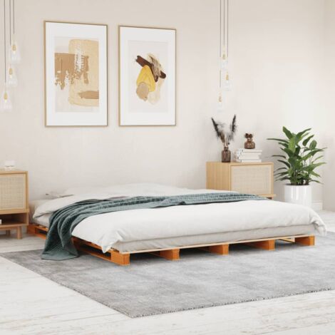 Pallet Bed without Mattress Wax Brown 180x200 cm Super King Solid Wood Pine vidaXL