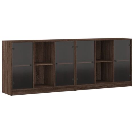Bookcase with Doors Brown Oak 204x37x75 cm Engineered Wood vidaXL