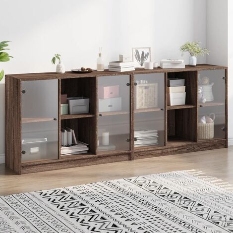 Bookcase with Doors Brown Oak 204x37x75 cm Engineered Wood vidaXL