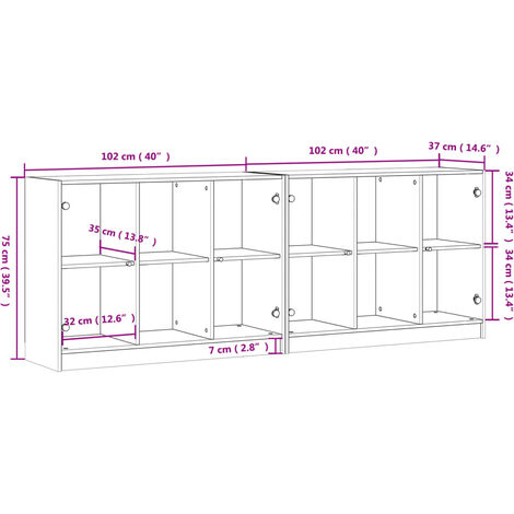 Bookcase with Doors Brown Oak 204x37x75 cm Engineered Wood vidaXL