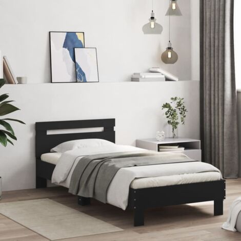 Bed Frame without Mattress with Headboard Black 75x190 cm Small Single vidaXL (1/5)