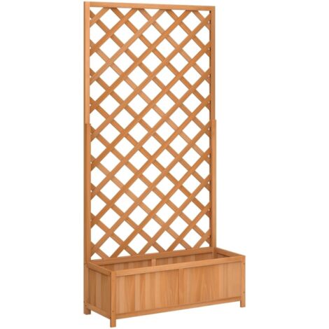 Planter with Trellis Brown Solid Wood Fir vidaXL