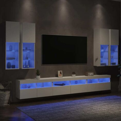 7 Piece TV Wall Cabinet Set with LED Lights White vidaXL (1/5)