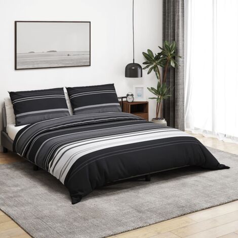Duvet Cover Set Black and White 140x200 cm Cotton vidaXL