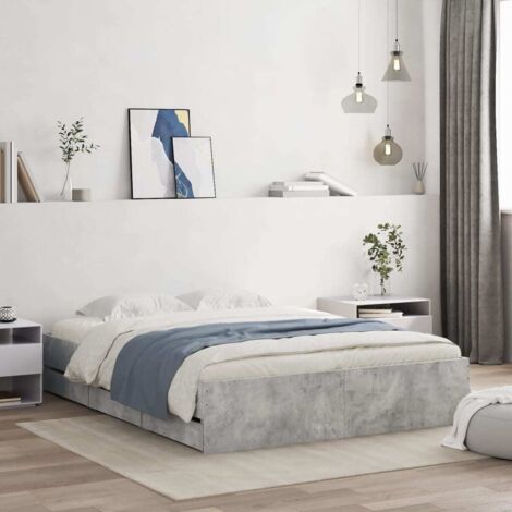 Bed Frame with Drawers without Mattress Concrete Grey 140x190 cm vidaXL