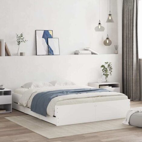 Bed Frame with Drawers without Mattress White 140x190 cm vidaXL
