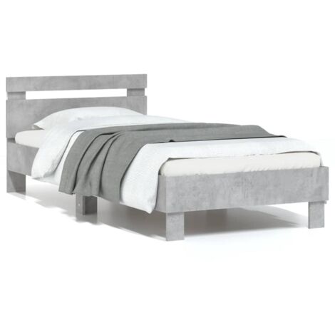 Bed Frame without Mattress with LED Lights Concrete Grey 75x190 cm Small Single vidaXL