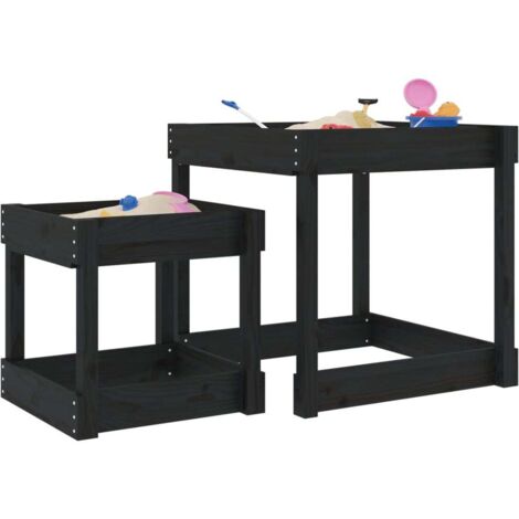Sand Tables 2 pcs Black Solid Wood Pine vidaXL