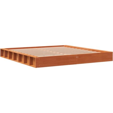 Bed Frame without Mattress Wax Brown 180x200 cm Super King Solid Wood Pine vidaXL