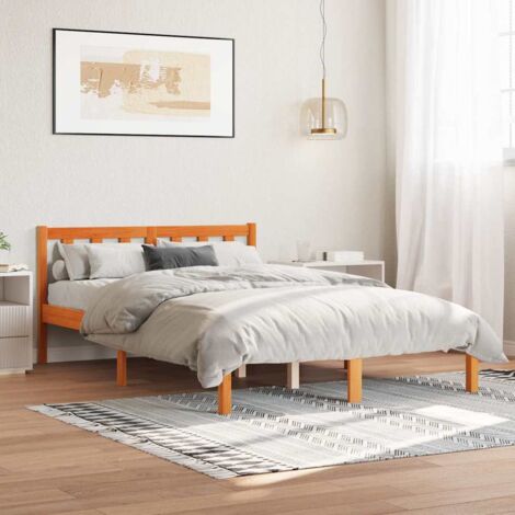 Bed Frame without Mattress Wax Brown 140x200 cm Solid Wood Pine vidaXL